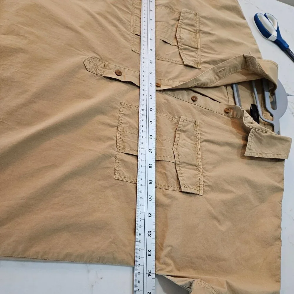 J. Crew Short Sleeve Shirt Utility Popover Size 8 Garment Dyed Cotton Poplin Kha